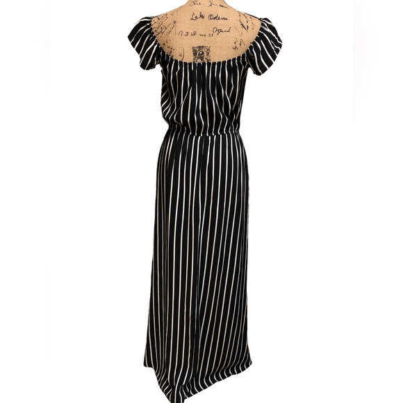 Maxi/Romper (built in) B&W Striped High Low Romper/Dress Euc! - Picture 3 of 16